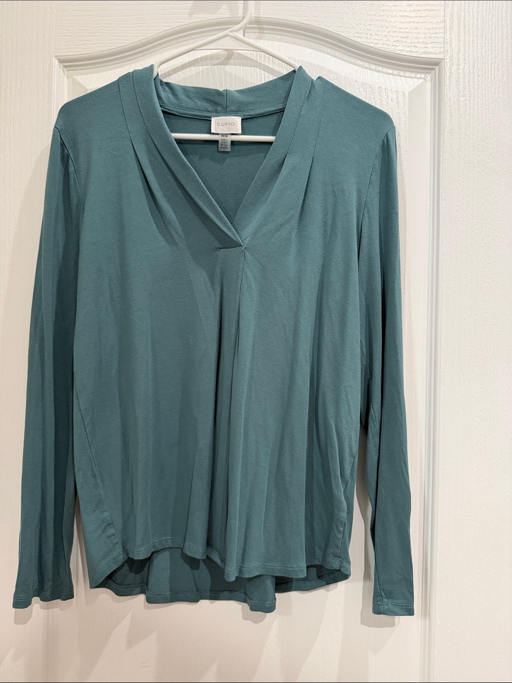 Cupio Teal/Blue V-Neck Long Sleeve Top Size M